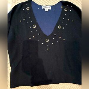 WILDFOX (LIKE NEW) Cropped V-neck Sweater with Stud & Gromett detail